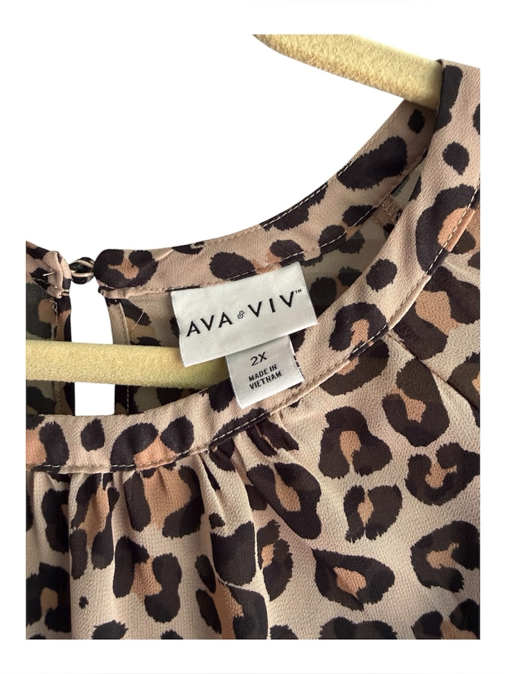 Ava & Viv Leopard Print Short Ruffled Sleeve Blouse Size 2X - Picture 2 of 4